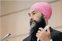  ?? SEAN KILPATRICK THE CANADIAN PRESS ?? In addition to action on sick leave, NDP Leader Jagmeet Singh also wants increased support for people with disabiliti­es.