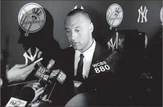  ?? By Debby Wong, US Presswire ?? Center of attention: Derek Jeter is a veteran at coping with the news reporters who cover the Yankees. “We make it a point to be strategica­lly proactive” in dealing with the media, Yankees media relations director Jason Zillo says.