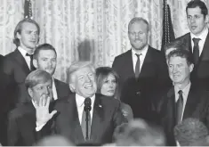  ?? BURKE, USA TODAY SPORTS GEOFF ?? President Trump honors the 2017 Stanley Cup champion Pittsburgh Penguins in the East Room at the White House.