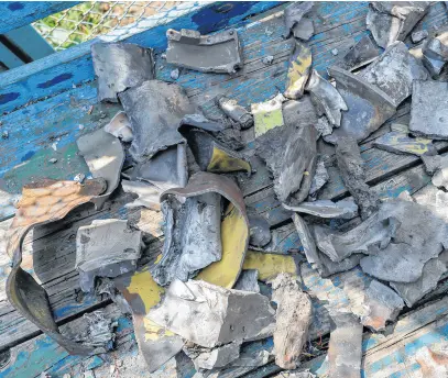  ?? REUTERS ?? Fragments of U.s.-made HIMARS rockets, according the Russian defence ministry, are shown after the shelling at a pre-trial detention center in the course of Ukraine-russia conflict, in the settlement of Olenivka in the Donetsk Region, Ukraine, July 29.