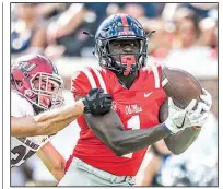  ?? AP/The Oxford Eagle/BRUCE NEWMAN ?? A.J. Brown of Ole Miss is averaging 125.5 receiving yards per game entering the Rebels’ game against No. 1 Alabama on Saturday in Oxford, Miss.