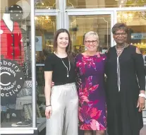  ??  ?? From left, Christine Keck, Kim Hunter and Paulette Snell of the Cranberry Collective in Moose Jaw. The boutique reopened as soon as it could but hasn’t been as busy as usual because downtown foot traffic has declined.