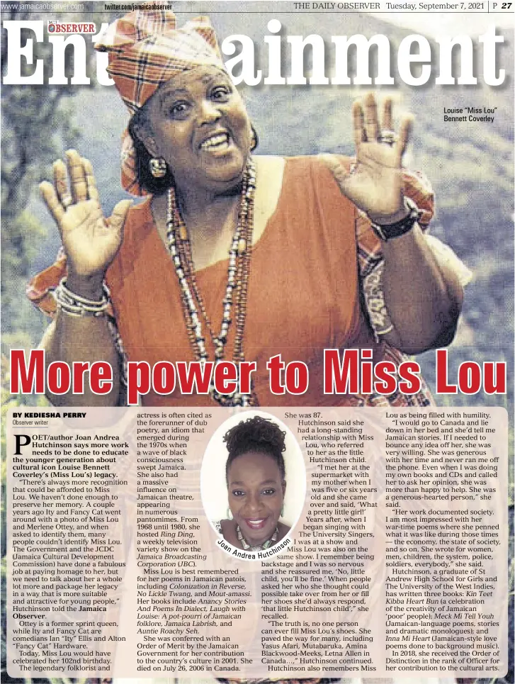 Miss Lou's legacy of pride in everything Jamaican continues - PressReader