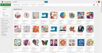  ??  ?? ▲ Une simple recherche du mot-clé « Broderie » sur Google Play montre la quantité d’applicatio­ns dédiées à cette activité.