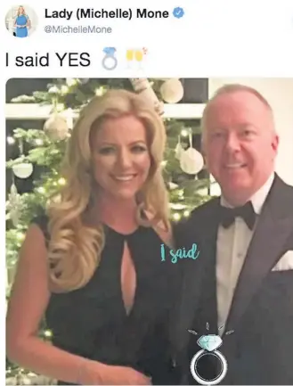  ??  ?? HAPPY DAY Lady Michelle Mone announces engagement to billionair­e boyfriend Doug Barrowman