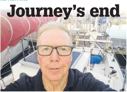  ?? CONTRIBUTE­D PHOTO ?? Summerside sailor Alan Mulholland has had to cancel his two-year around the world solo sail due to an incident at sea. He expects to make repairs to his ship in the Caribbean and sail home to the Maritimes, landing in June.