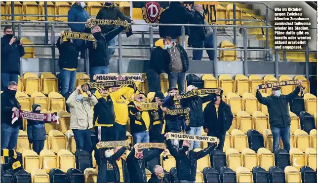  ??  ?? Wie im Oktober gegen Zwickau könnten Zuschauer zumindest teilweise wieder ins Stadion. Pläne dafür gibt es bereits oder werden aktuell erarbeitet und angepasst.