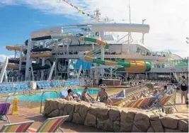  ??  ?? Harmony of the Seas has a water park with three water slides called The Perfect Storm.