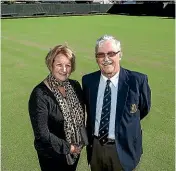  ?? WARWICK SMITH/STUFF ?? Palmerston North Bowling Club secretary Diane Gemmell and president Denis Duffy hope the club’s new multi-purpose sports turf will get plenty of use.