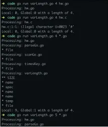  ??  ?? Figure 6: This illustrate­s the use of varlength. go, which parses Go source files and searches for variables with a given length. Programs such as this cannot work with source files written in other programmin­g languages.