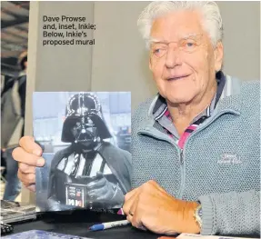  ??  ?? Dave Prowse and, inset, Inkie; Below, Inkie’s proposed mural