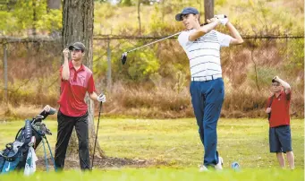  ?? MONICA CABRERA PHOTOS/THE MORNING CALL ?? Trevor Grimm of Parkland won the District 11 3A golf championsh­ips at Steel Club in Hellertown on Monday.