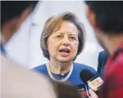  ??  ?? Zeti speaking to the press after Sime Darby Property’s AGM yesterday.