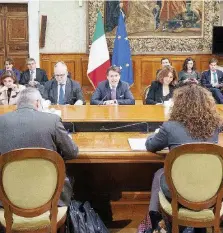  ?? Ansa ?? Nuove intese Il vertice tra governo e sindacati a Palazzo Chigi