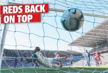  ?? Picture: GETTY IMAGES ?? Liverpool’s Georginio Wijnaldum fires a goal past Cardiff City’s Neil Etheridge.