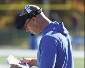  ?? Steve McLaughlin / ?? Central Connecticu­t football coach Ryan McCarthy during a game in 2019.