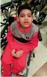 ??  ?? Yasin Sharif’s son, Zeeshan Sharif, who needs treatment.