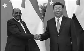  ??  ?? Chinese President Xi Jinping (R) meets with Sudanese President Omar al-Bashir at the Great Hall of the People in Beijing, capital of China, Sept. 2, 2018. (Photo: Xinhua)