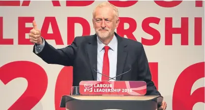  ?? Picture: Getty. ?? Mr Corbyn salutes supporters at the conference in Liverpool.