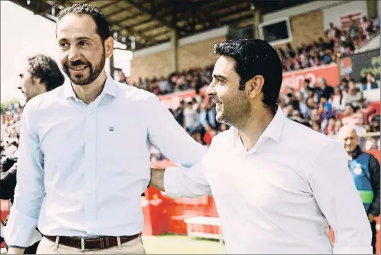  ?? UKKO IMAGES / EFE ?? Pablo Machín i David Gallego es van enfrontar a Girona quan l’espanyolis­ta va substituir Sánchez Flores de manera provisiona­l