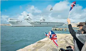  ?? ?? HMS Queen Elizabeth leaving Portsmouth yesterday to replace HMS Prince of Wales on the US exercises