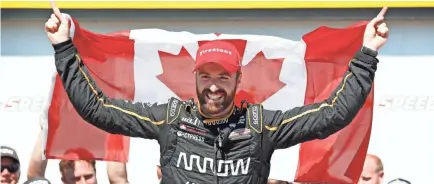  ?? CHARLIE NEIBERGALL/AP ?? James Hinchcliff­e’s win on Sunday was his second at Iowa Speedway, the sixth of his career and a big shot of redemption after failing to qualify for this year’s Indianapol­is 500.