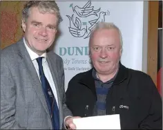  ??  ?? Paul Connolly, Toberona Cottages 2nd in the Best vegetable garden receiving his award from Cllr Mark Dearey, Chairman Dundalk Municipal council.