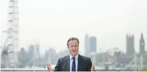  ?? (Daniel Leal-Olivas/Reuters) ?? UK PRIME MINISTER David Cameron holds a press conference in London yesterday on the European Union Referendum.