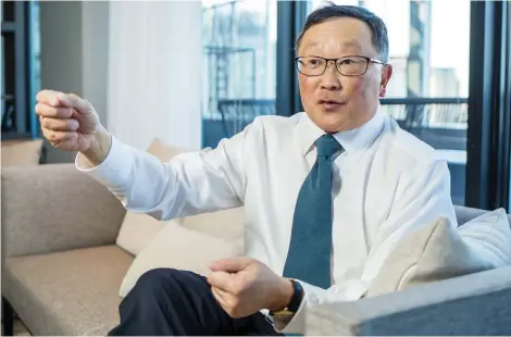  ?? DARREN BROWN ?? “Because of our heritage, people tend to like to work with us on highly secure stuff,” says Blackberry CEO John Chen.