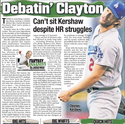  ??  ?? Clayton Kershaw