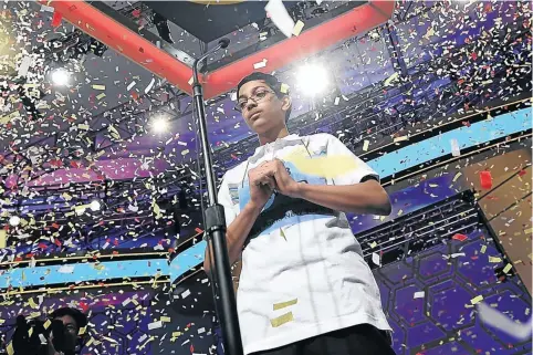  ??  ?? OY VEY: Arvind Mahankali, 13, spelled the Yiddish-derived word ‘knaidel’ correctly to win the 2013 Scripps National Spelling Bee