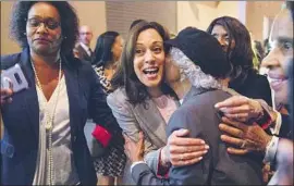  ?? Jake Crandall Montgomery Advertiser ?? SEN. KAMALA HARRIS is kissed by a supporter in Montgomery, Ala., in June.