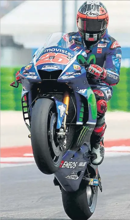  ?? FOTO: EFE ?? Caballito de Maverick Viñales para firmar su primera pole desde mayo. El gerundense irá ahora a por su primera victoria desde Le Mans