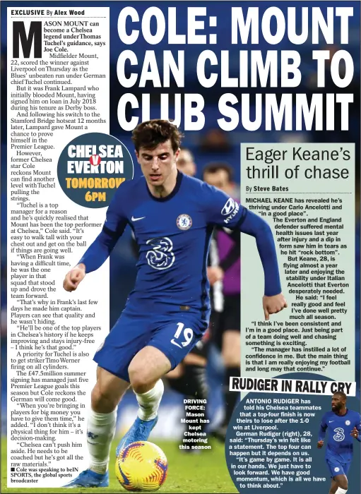  ??  ?? DRIVING FORCE: Mason Mount has
kept Chelsea motoring this season