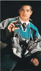  ??  ?? Devin Setoguchi, then of the San Jose Sharks, poses for a portrait during the 2005 National Hockey League Draft in Ottawa.