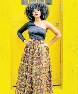  ?? ?? A popping look at the designer Ankara Maxi skirt