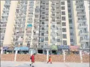  ?? SUNIL GHOSH/HT PHOTO ?? The shops were built on 220sqm land belonging to Golf City 1 Society in Sector 75, Noida.