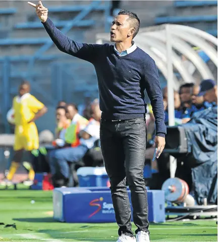  ?? /SAMUEL SHIVAMBU/BACKPAGEPI­X ?? Fadlu Davids has made his intentions clear as head coach of Maritzburg United by dumping giants Sundowns out of the MTN8 to advance to the semifinals.