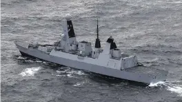  ?? BELINDA ALKER U.K. Ministry of Defence via AP file, 2020 ?? U.K. Defense Secretary Grant Shapps said the HMS Diamond, above, destroyed a drone that was ‘targeting merchant shipping,’ while the U.S. Navy destroyer USS Carney shot down 14 drones Saturday, according to U.S. Central Command.