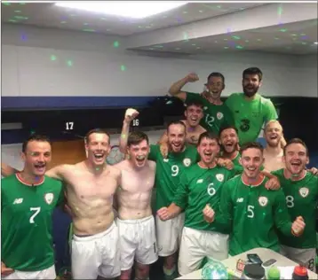  ??  ?? The Irish CP soccer team celebrate winning bronze at the European Championsh­ips last week. There were four Wicklow men on the squad: Gary Messett (captain), Ryan Nolan, Sam Carroll and Darragh Snell.