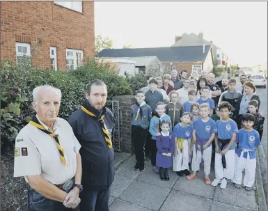  ?? Picture Ian Hargreaves (180925-1_church) ?? HERE Youth groups and users of St Nicholas Church in North End protest at plans to knock down the vicarage and church hall for re-developeme­nt. Left to right, Martin Lewis and Liam Buckland of 61st Portsmouth Scouts pictured last year