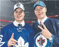  ?? DAVE SANDFORD GETTY IMAGES FILE PHOTO ?? Toronto Maple Leafs centre Auston Matthews and Winnipeg Jets winger Patrik Laine went one-two in the 2016 NHL draft.