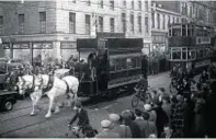  ??  ?? The last trams pass the Music Hall in May 1958
