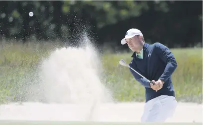  ?? Picture: AFP ?? BEACH BALL. American Jordan Spieth plays a shot from a bunker on the second hole during a practice round prior to the US Open at Shinnecock Hills Golf Club in Southampto­n, New York.