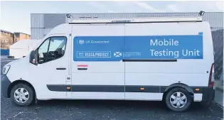  ??  ?? Van-tastic A mobile testing unit that will be in Perth and Kinross