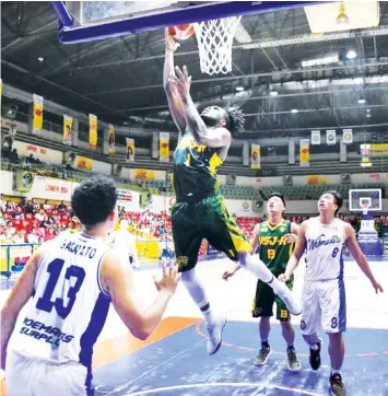  ??  ?? Import Segemars Ewenike is again expected to lead USJ-R as they shoot for a pivotal win against USPF in CESAFI Basketball today at the Cebu Coliseum.