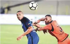  ?? Courtesy: UAE FA ?? Wanderley (left) opened his account for Al Nasr with a goal in the Blues’ 3-0 win over Ajman Club in the Arabian Gulf Cup.