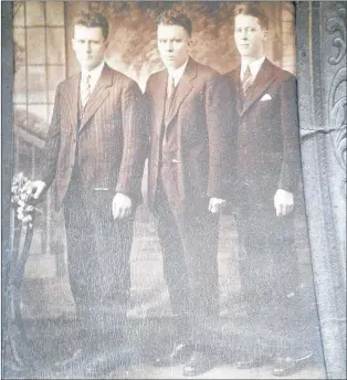  ?? SUBMITTED PHOTO ?? (From left) Thomas, Michael and Joachim Murray, the three Murray brothers and the author’s great-uncles, originally from Marquise, Newfoundla­nd. This photo was taken in New York City in the late 1920s. Thomas remained in New York, while Joachim and...