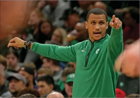  ?? STUART CAHILL — BOSTON HERALD ?? Boston Celtics coach Joe Mazzulla yells instructio­ns during a Oct. 28, 2022 game against the Cleveland Cavaliers. Mazzulla has led the Celtics to the best record in the NBA.