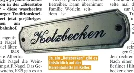  ??  ?? Ja, ein „Kotzbecken“gibt es tatsächlic­h auf der Herrentoil­ette im Keller.